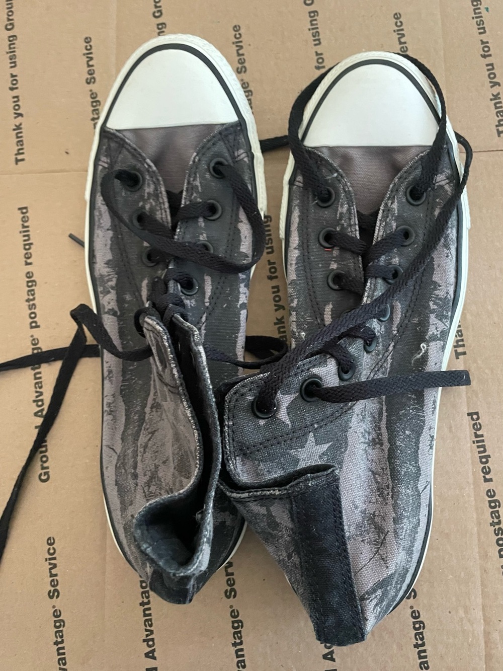 Converse Black Gray Flag Design Canvas High-Top Sneaker